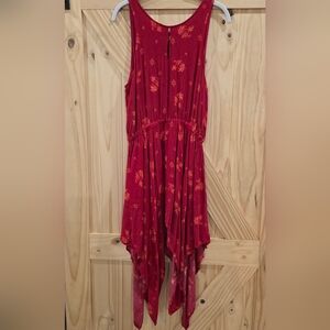 Miss Me Red Floral Sleeveless Asymmetrical Hem Sundress Size Large